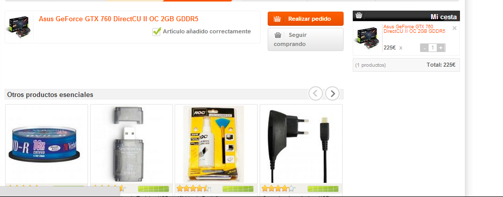 Carrito de la compra PcComponentes