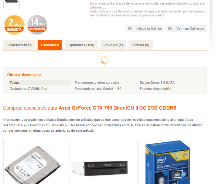 Productos adicionales PcComponentes