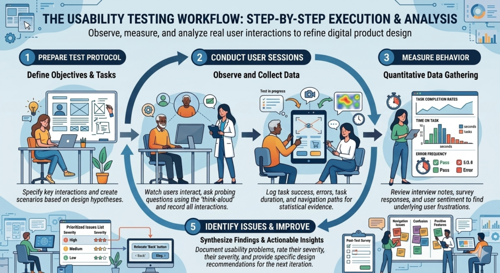 Usability testing workflow (image generated with Gemini AI